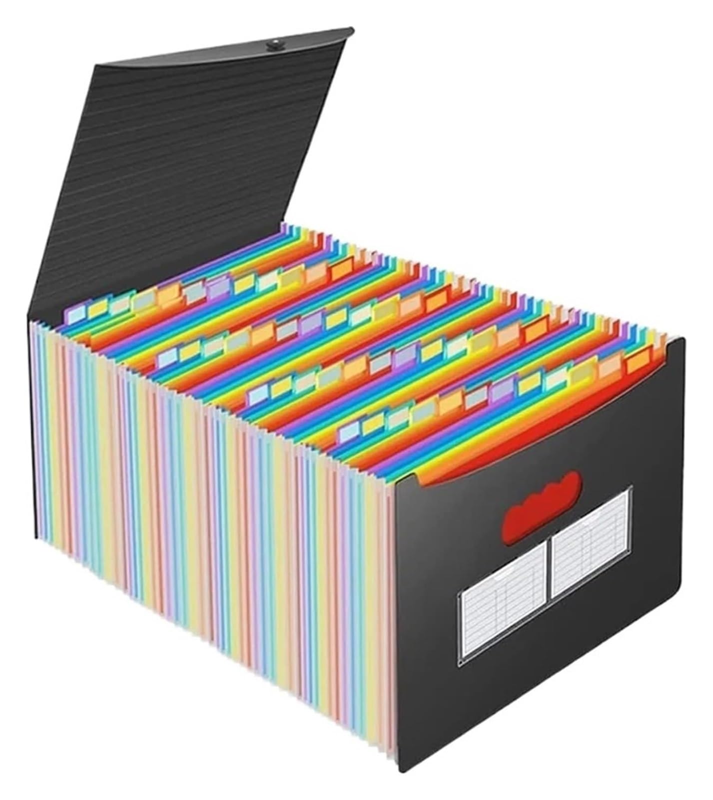 Cajas organizadoras de documentos, Carpeta de archivos expandible A4, acordeón negro, porta documentos portátil, oficina(Black A-48 Grids)