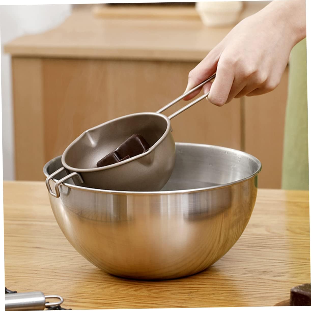 Butter Bowl Carbon Steel Melting Bowl with Long Handle for Home