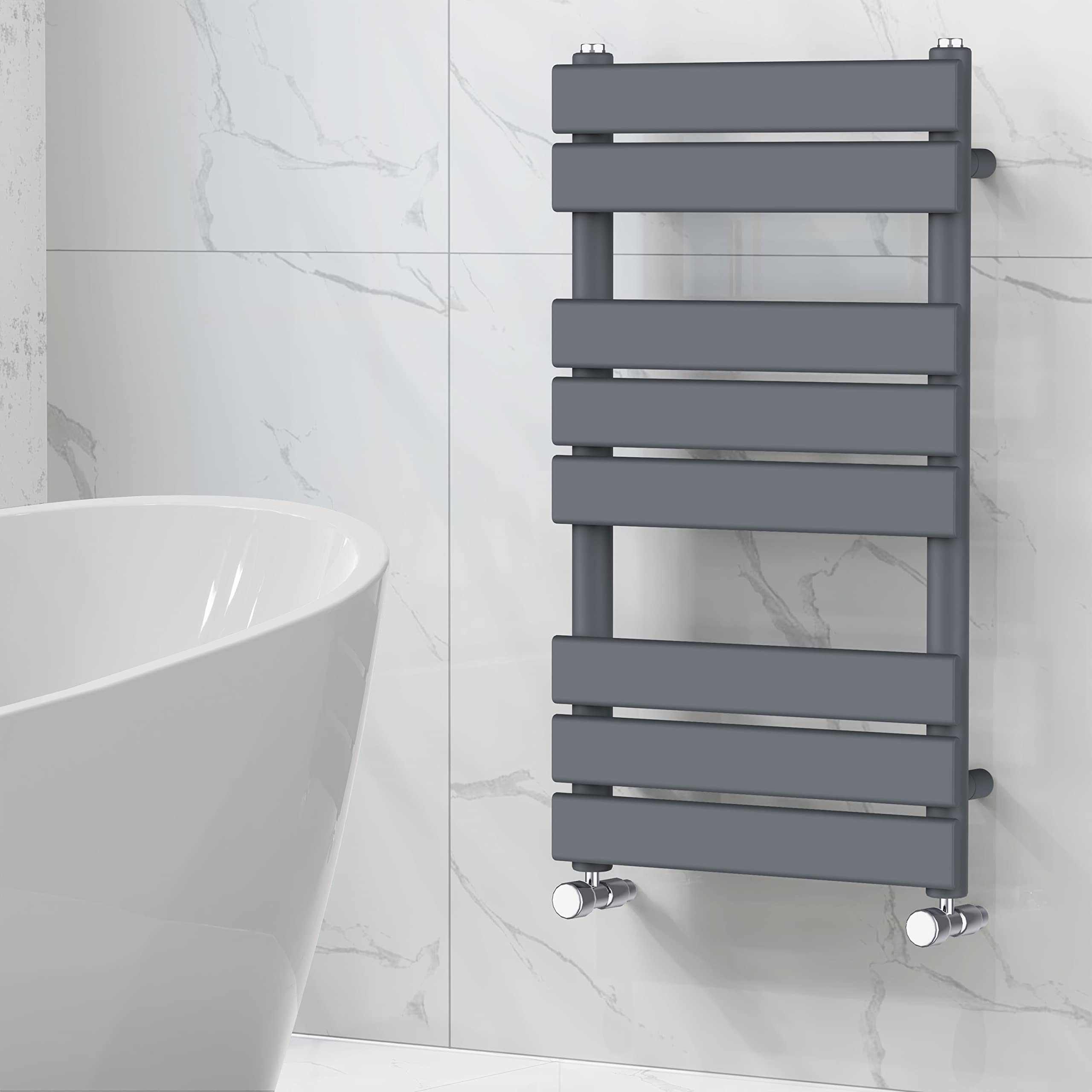 NRG Designer Flat Panel Heated Towel Rail Radiator 800×450mm Anthracite