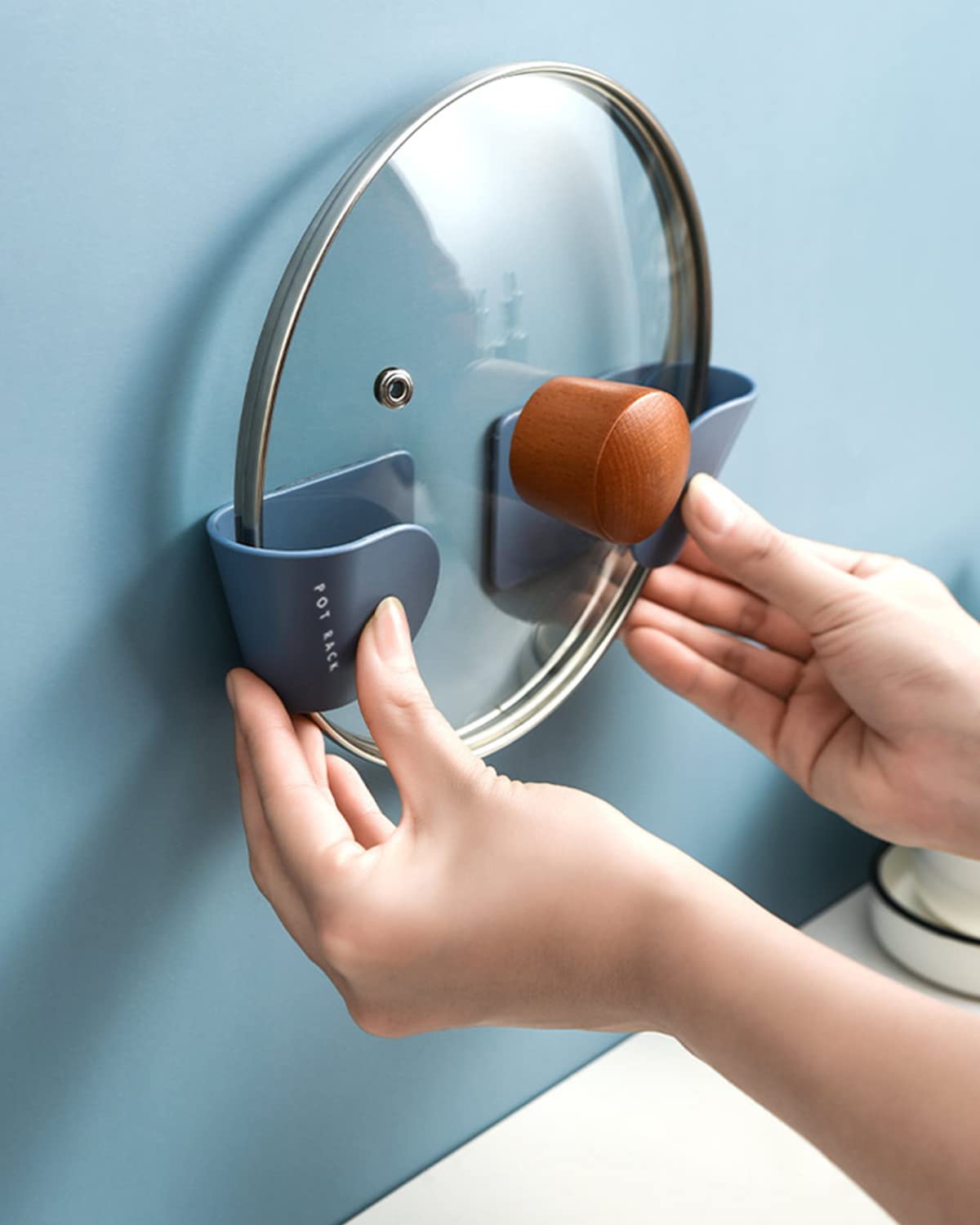 Tendiren Topfdeckel-Organizer, 3 Paar verstellbare Wandhalterung, Topfdeckelhalter, Schranktür, Topf- und Pfannenaufhänger für Küche, Wandhalterung, Schranktürdeckel-Organizer, 3 Paar