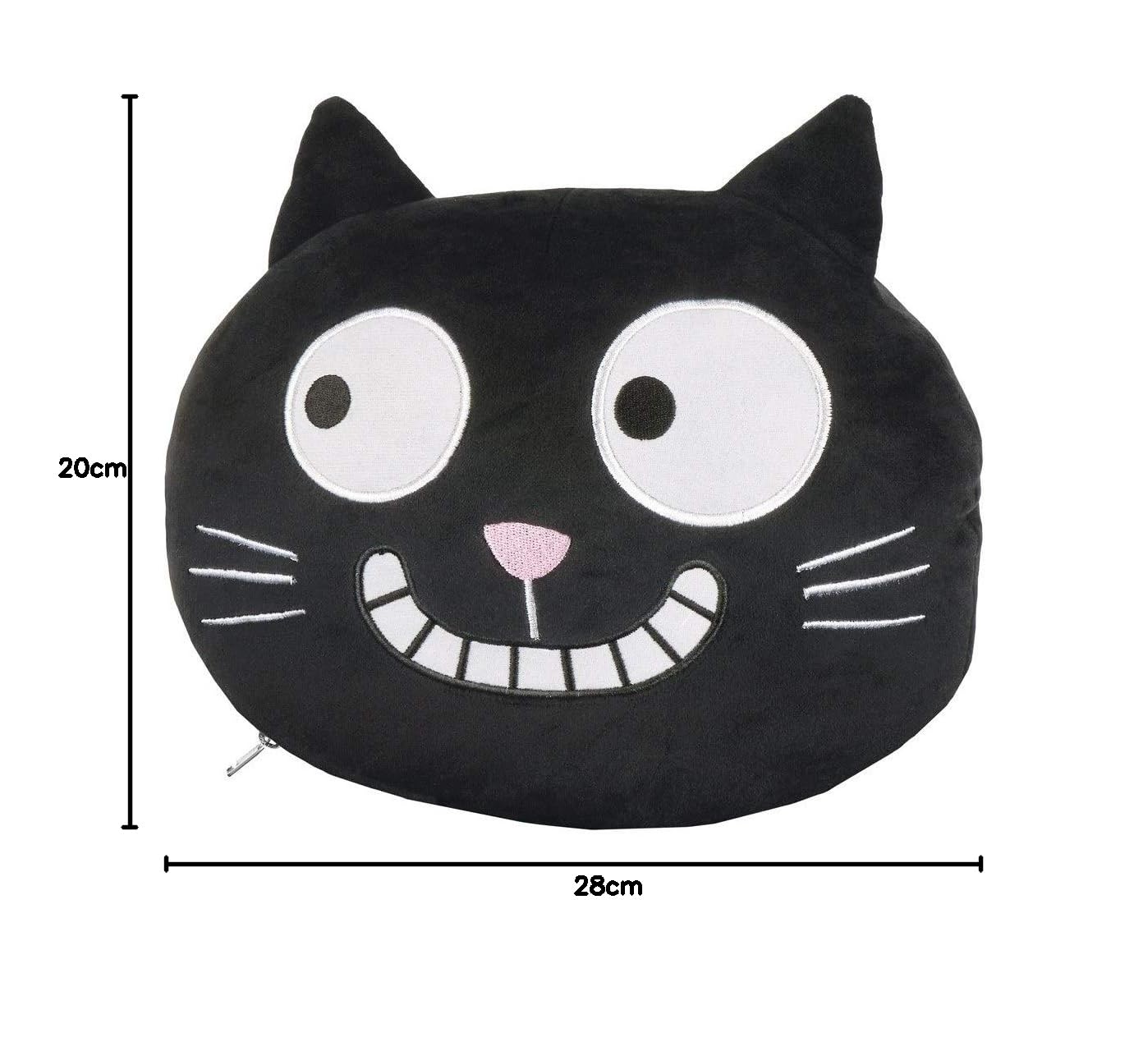 Mojżesz Ed, The Cat Poduszka na kark | 2 w 1 szyjka i poduszka podróżna | Poduszka podróżna w kształcie kota 28 cm czarna, czarny, 28 cm, Poduszka podróżna