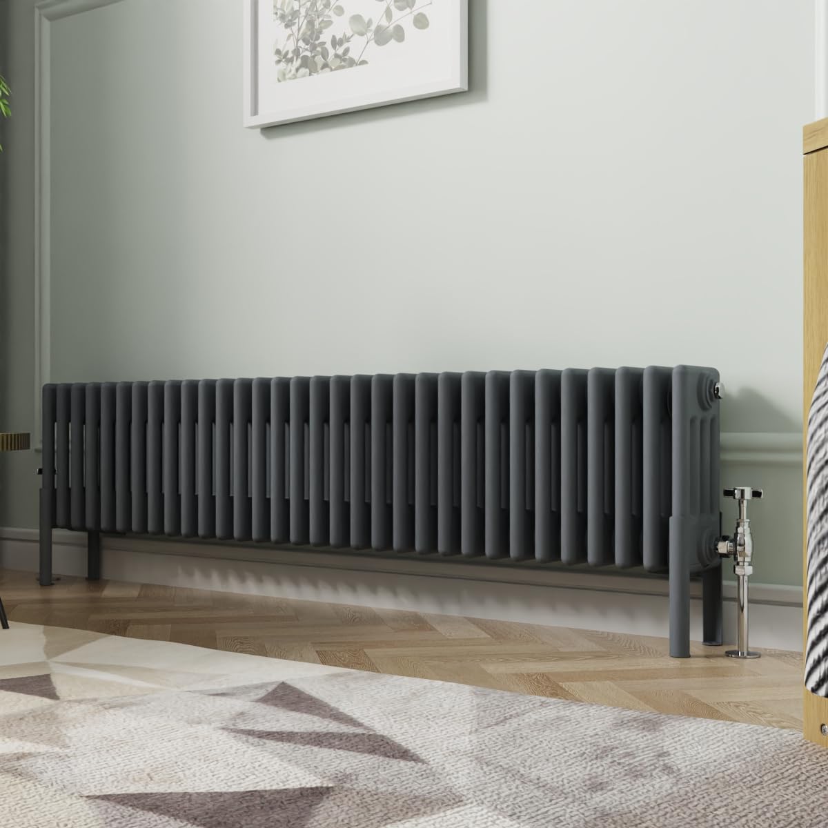 NRG 300x1460mm Anthracite Cast Iron Radiator 4 Column