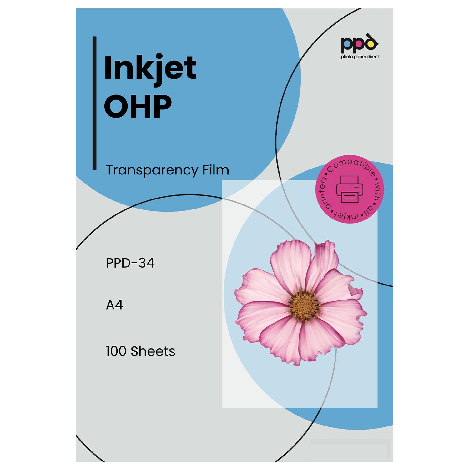 PPD A4 100 Przezroczystych Arkuszy do Drukarek Atramentowych - Do Rzutników Pisanek - PPD-34-100