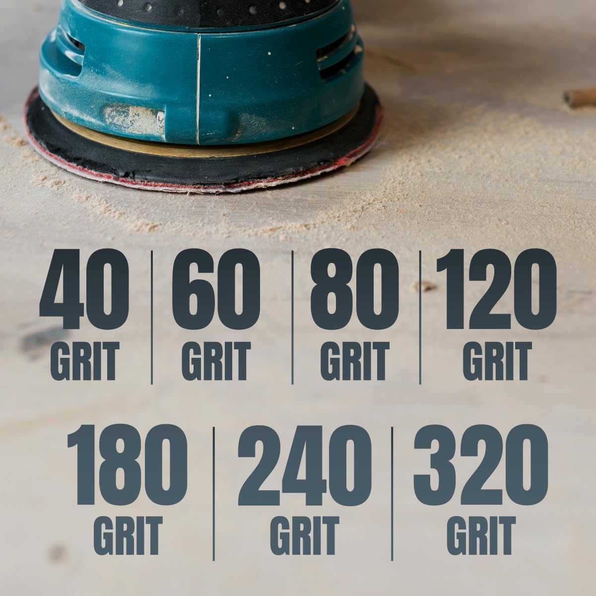POWERTEC 44006G-50-P4 Dischi abrasivi a 8 fori da 5 pollici, grana 60, 200 PK, carta vetrata per levigatrici orbitali Ramdom, levigatrice pneumatica, carrozzeria