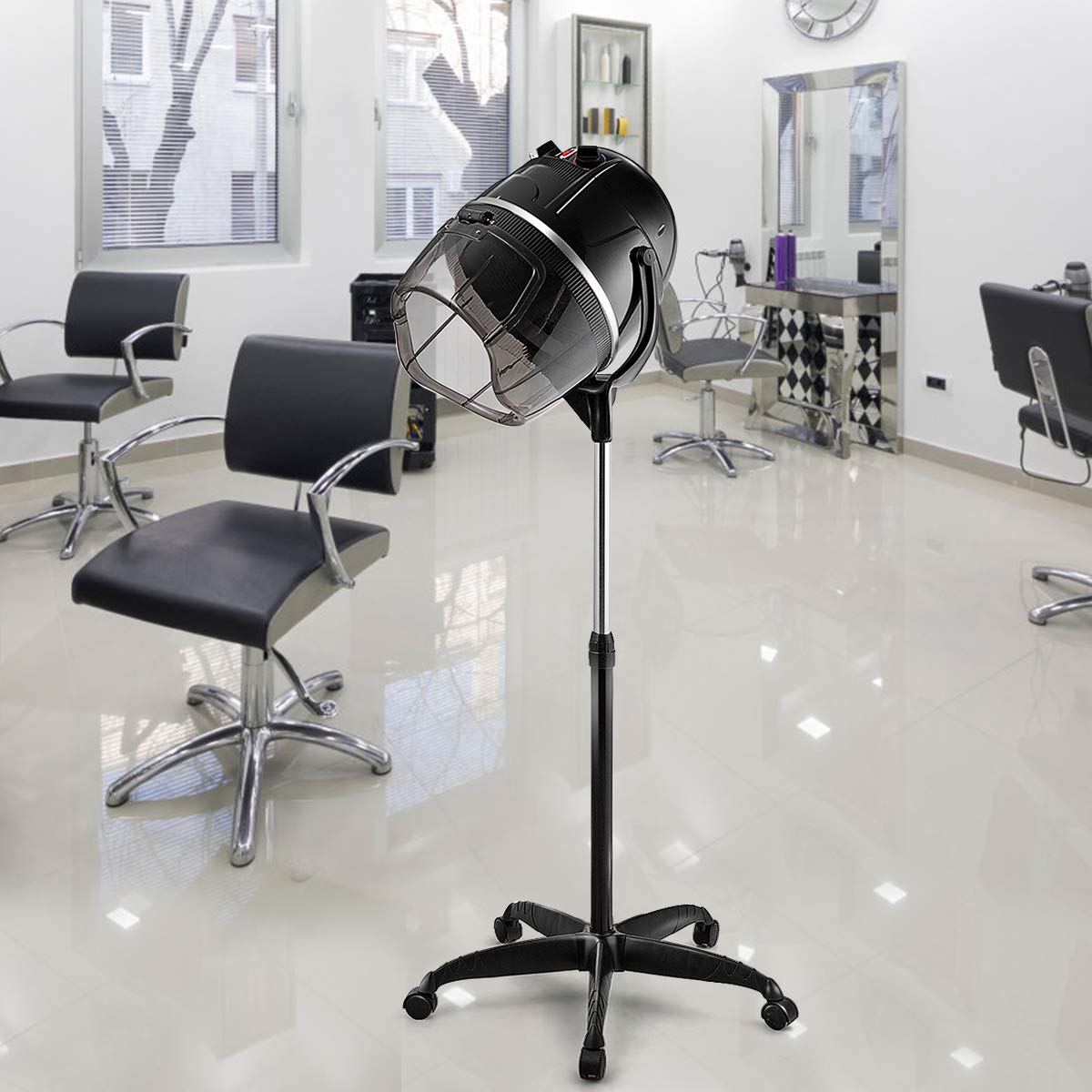COSTWAY Profesjonalna suszarka do włosów, fryzjer, suszarka do włosów z podstawką 1050 W / 40-75℃ / 60 min. programator sterujący, regulacja wysokości 125-160 cm