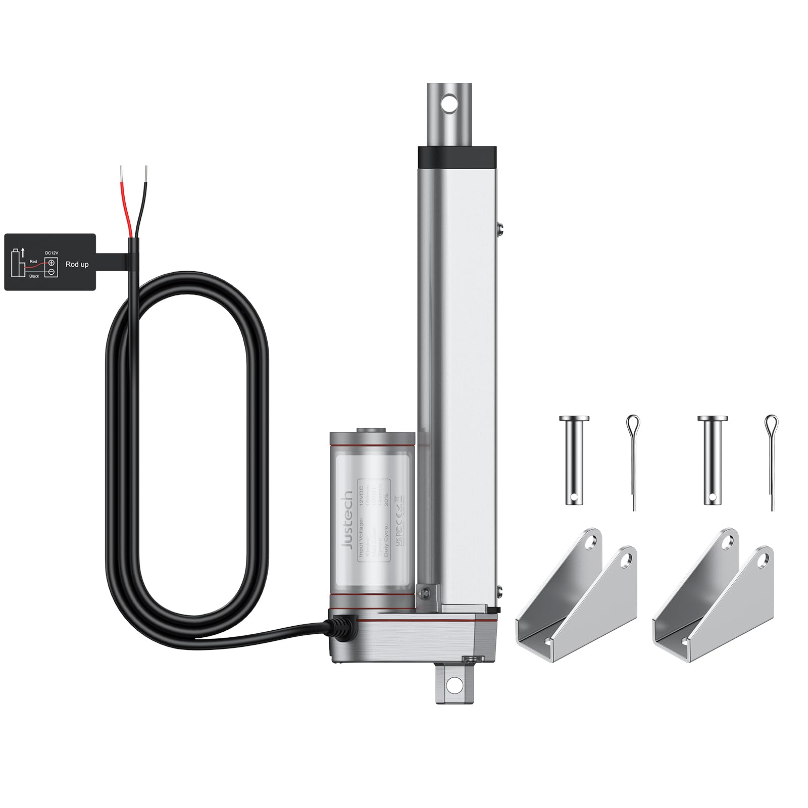 Justech 12V Heavy-Duty Linear Actuator - 6 Inch, 225 LBS (1000N) Silent Operation
