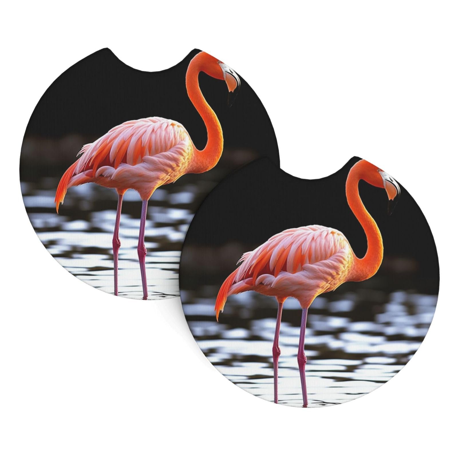 2 Pack Car Coaster for Cup Holders Lovely Flamingos Car Cup Coaster 2.7" Neoprene Non-Slip Automotive Cup Mat Universal Auto Car Interior Accessories for Women Men Cup Pad