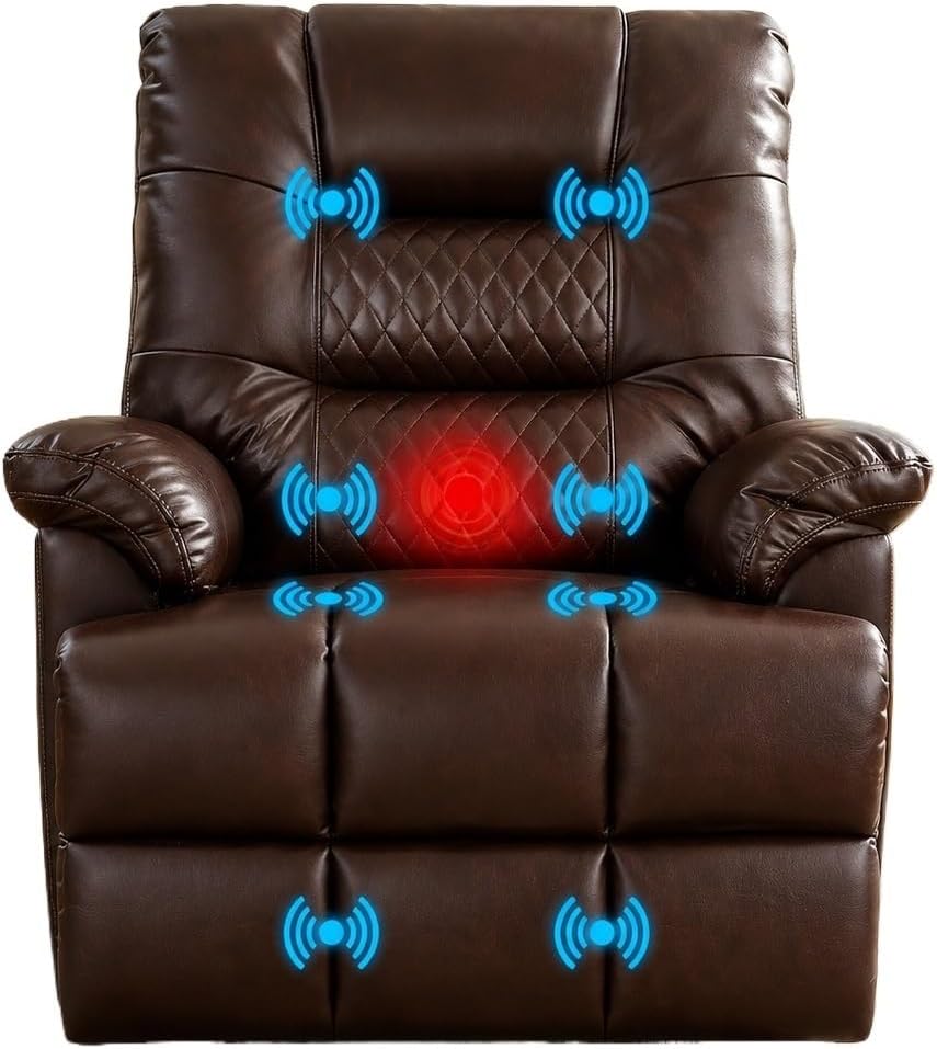 Leather Lift Recliner Chair with Massage Heat USB Ports Adjustable Lounge Reclining Sofa for Elderly Home Theater Seating