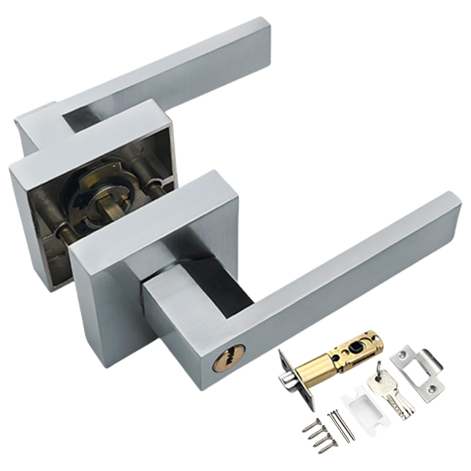 Kalttoy Silver Aluminium Door Handle Set With With Set Adjustable Latches Door Handle Secure Metal For Bedroom Privacy