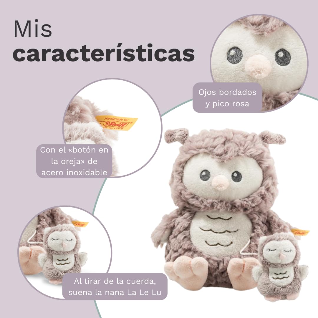 Steiff Peluche Lechuza Ollie Musical, Peluche Adorable, para niños y niñas, bebés a Partir de 0 Meses, Friends, Peluche 21 cm, Beige, 241840