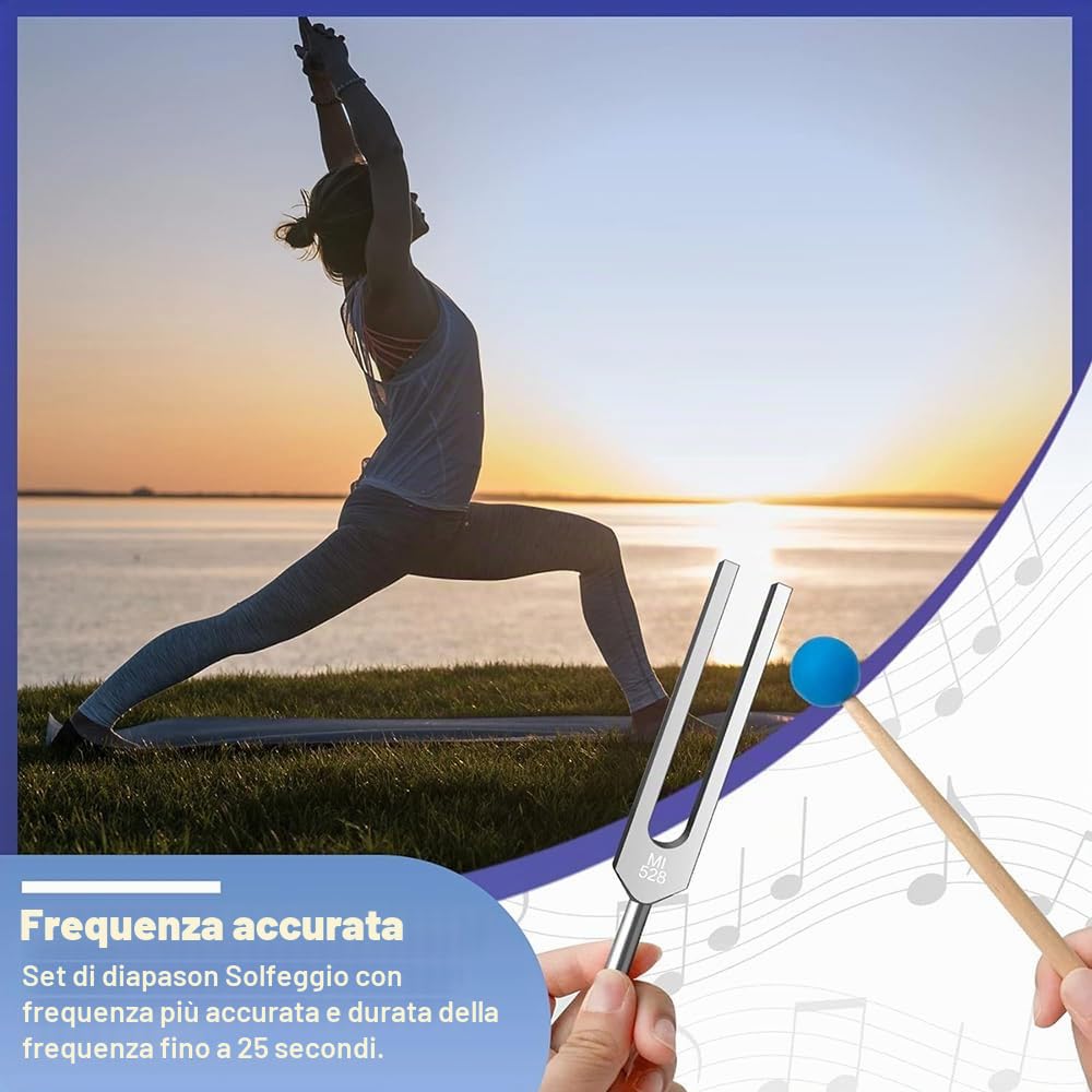 Diapason Neurologico,Set di Diapason - 9 Diapason in una raffinata confezione regalo in alluminio, ideali per la guarigione, la guarigione dei chakra, la guarigione del suono e l'antistress.