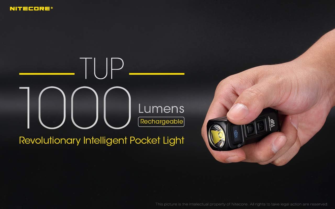 Nitecore TUP CREE LED 1000 Lumen USB rechargeable compact flashlight, Battery, USB Charging Cable and EdisonBright charging cable carry case bundle … (Grey)