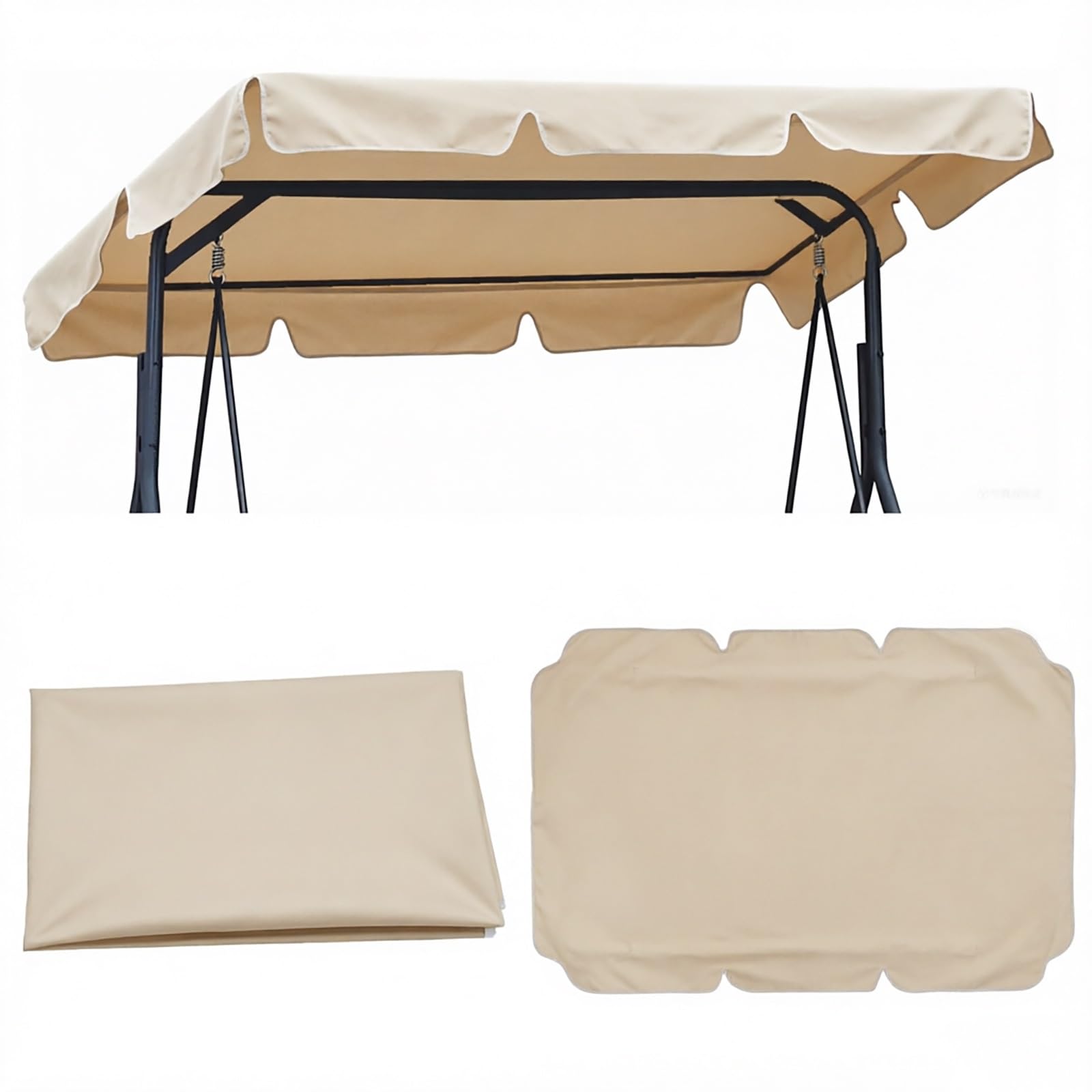 Aenmezen 2-3 Seat Swing Canopy Replacement Top Cover, Thicken Waterproof Oxford Fabric, Garden Hammock Chair UV Resistant Top Cover, 55.9/64.5/74.8/76.7/82.7in(Off-white,64.5x44.9in)