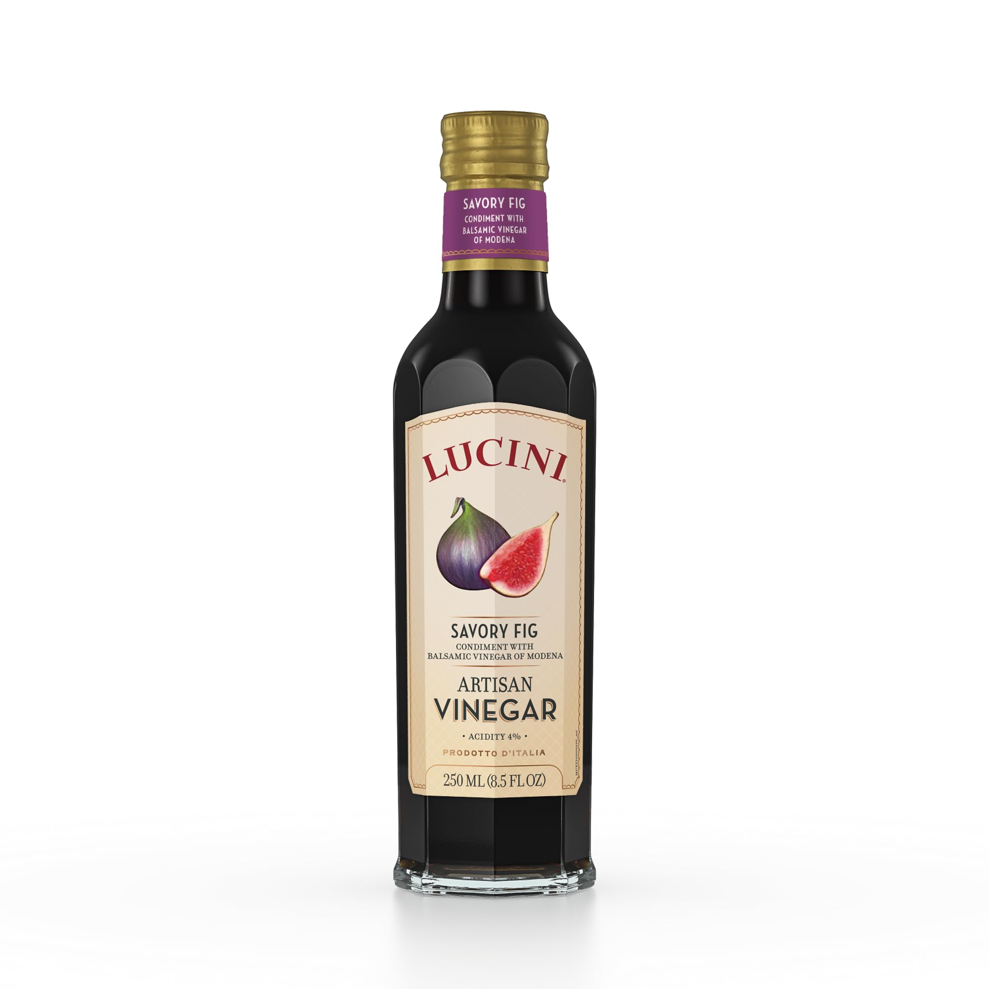 Lucini Italia Savory Fig Balsamico Artisan Vinegar â€“ Italian Balsamic Vinegar â€“ Aged Balsamic Vinegar from Modena Italy - Non-GMO Verified, Whole30 Approved, 250mL