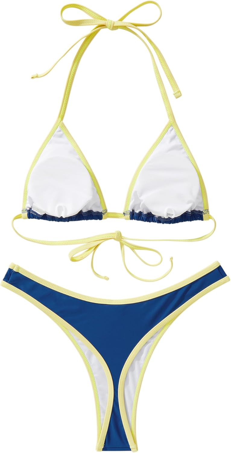 SUUKSESS Women Sexy Thong String 2 Piece Bikini Set Cheeky Halter Swimsuit - Image 4