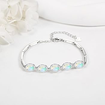 シルバー オパールブレスレット Amazon | JERWLI 天然オパールブレスレット 925スターリング