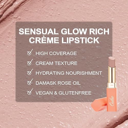 Miniatura 9 de Oulac Barras de labios beige para mujer, base de labios crema nude, hidratante de larga duración, color de labios de cobertura completa, acabado