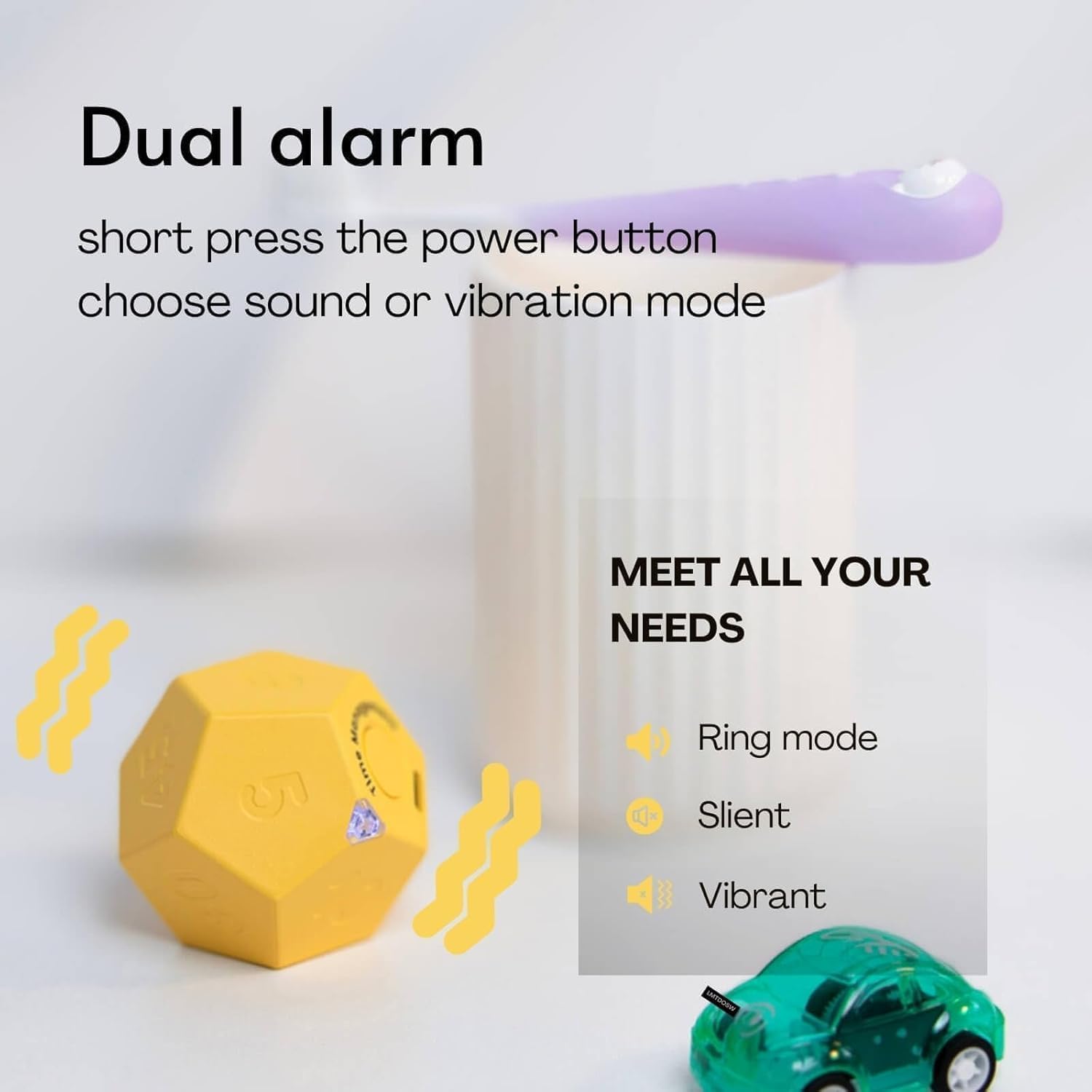 Drehbarer Pomodoro Schreibtisch,Wiederaufladbare Produktivität Timer,Dusche Timer wasserdicht,Magnetische Flip Stummschaltung,Vibration (Yellow&White)