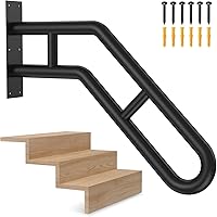 Frossvt 25.8" Outdoor Wall Mount Handrail Grab Bar - Rust-Proof Black Steel for Porch Garage Garden 1-3 Steps Stairs