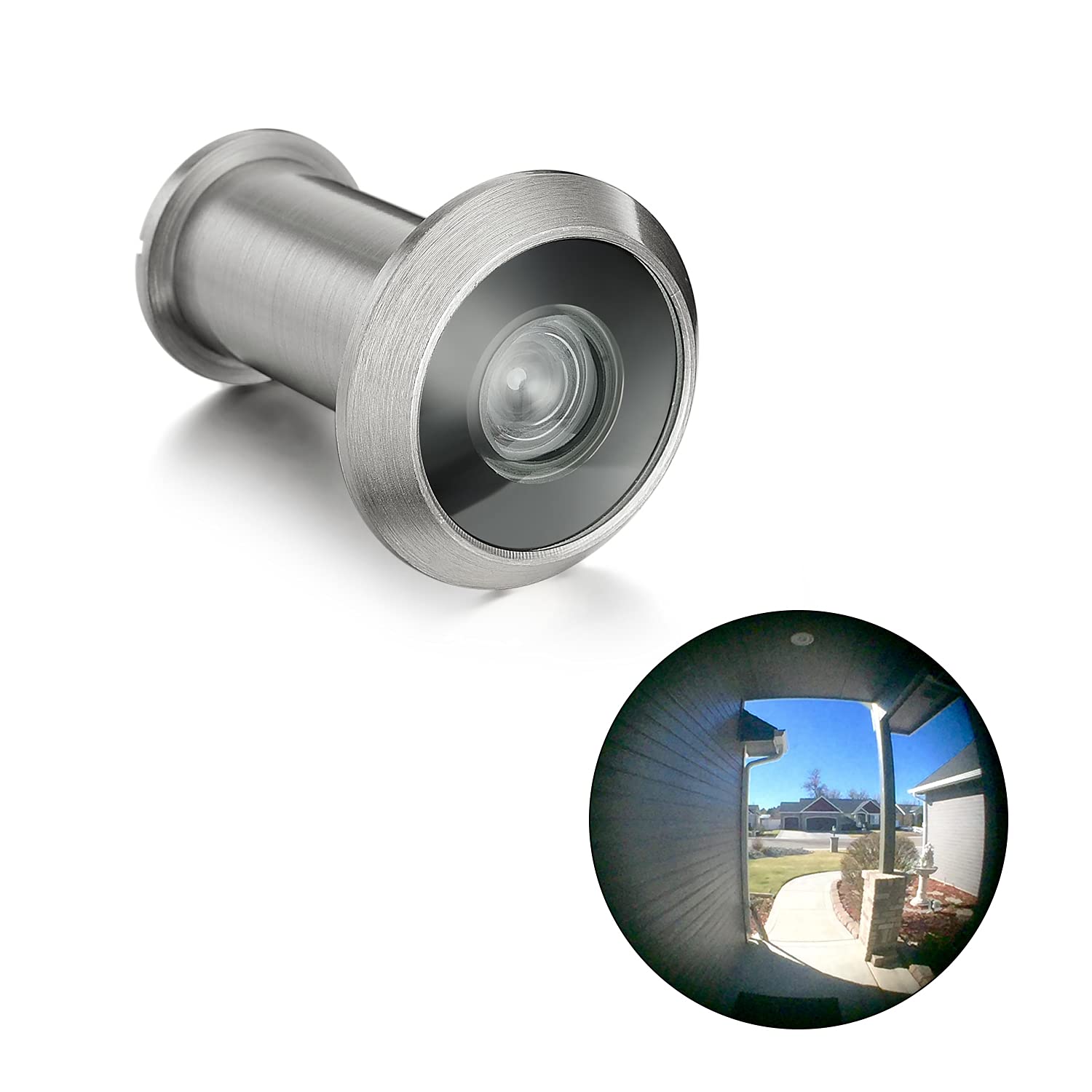 TOGU TG3016NG-SN UL Listed Solid Brass 220-degree Door Viewer with Heavy Duty Privacy Cover for 1-3/8" to 2-1/6" Doors, Satin Nickel Finish