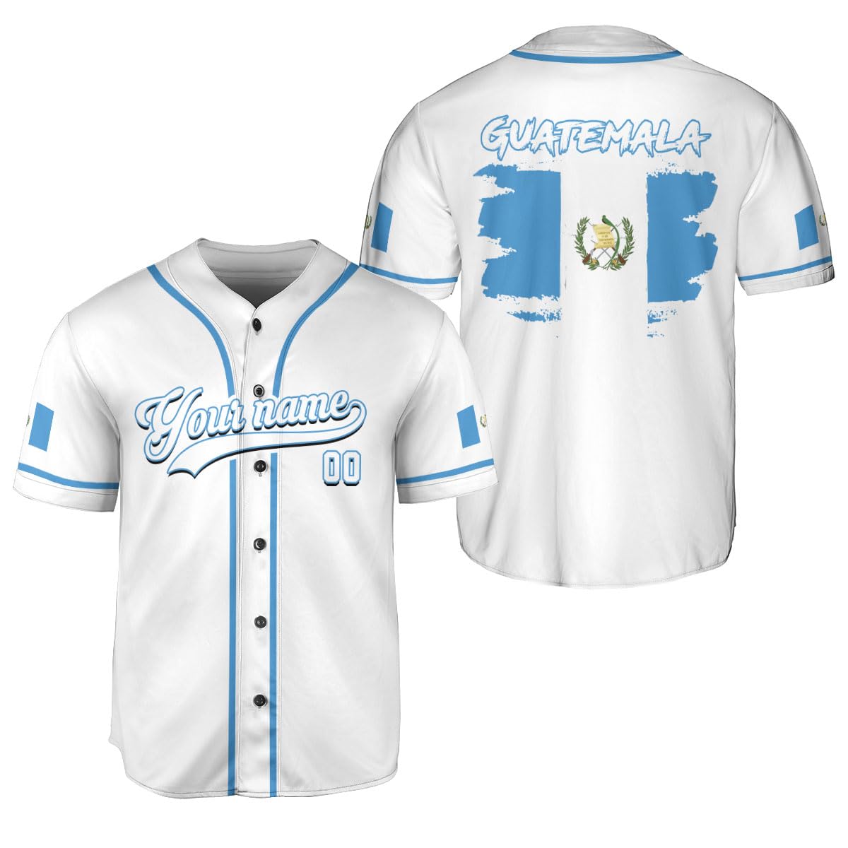 Custom Guatemala Baseball Jersey for Men Women Guatemalan Flag Pride Shirt Gifts Camisas De Guatemala Quatemalan (Polyester, BJ349)