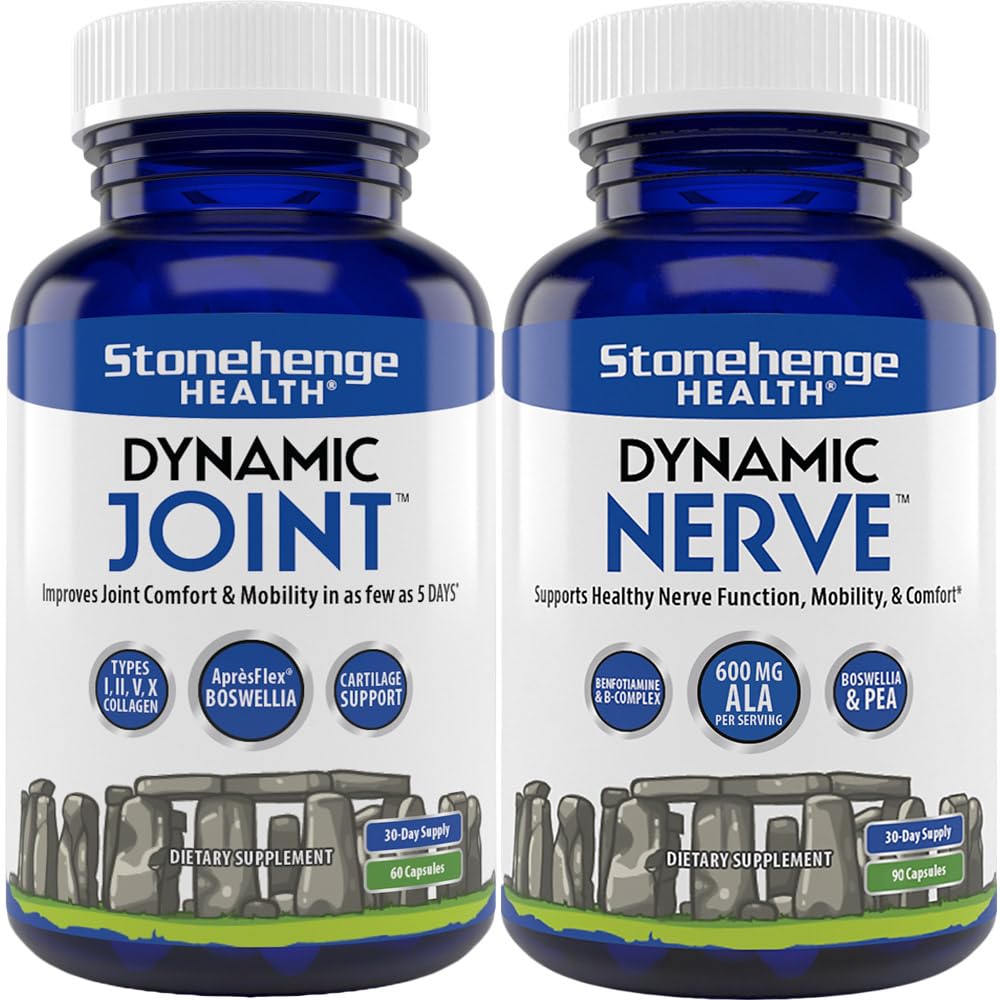 Stonehenge Health Dynamic Joint & Dynamic Nerve Bundle Supplements Supports: Joint Discomfort, Stiffness, Support Comfort, Tingling, Numbness, Burning, Joint Health