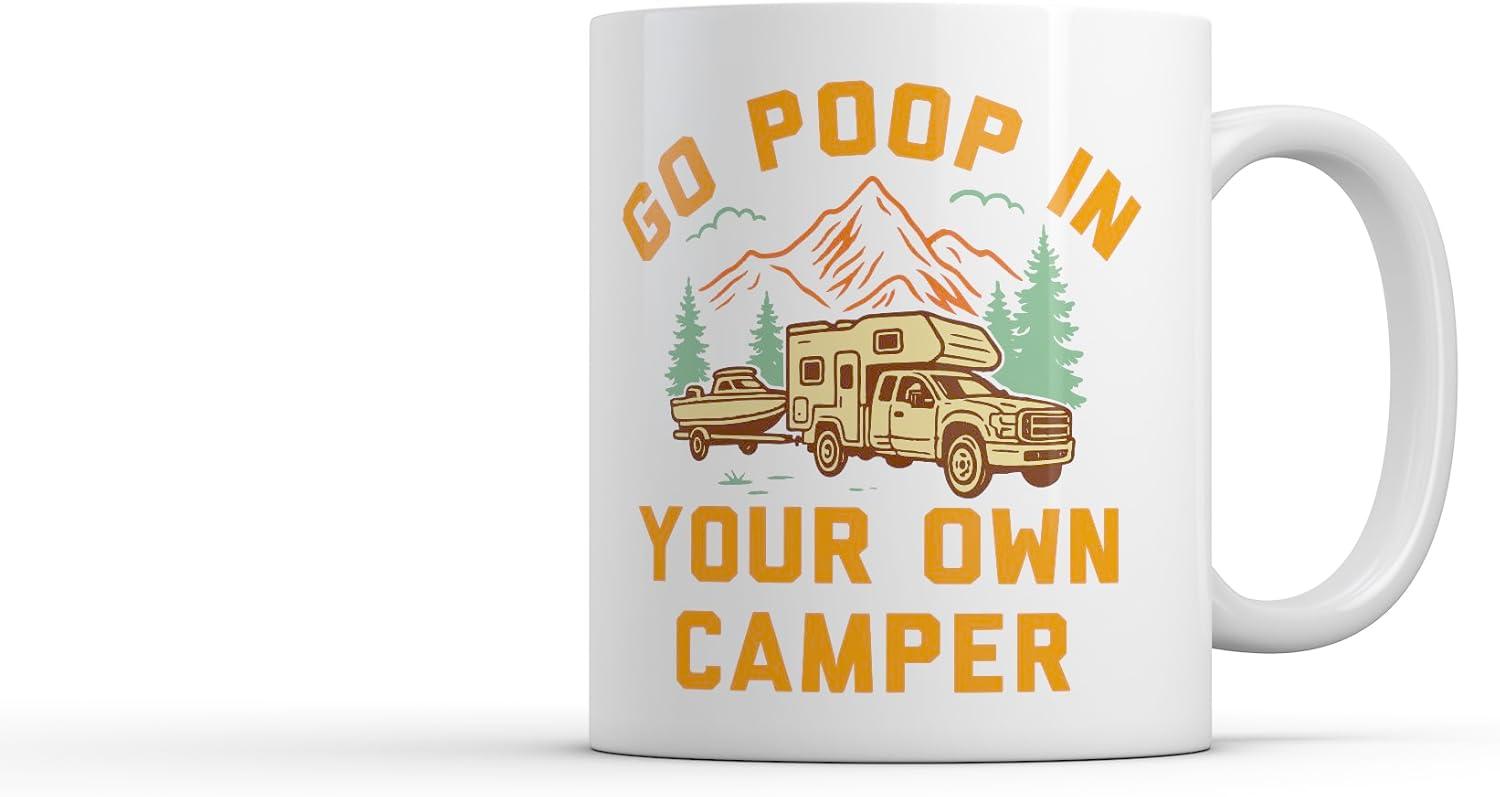Funny Dog Poop Camping Mug – Sarcastic 11oz Graphic Coffee Cup