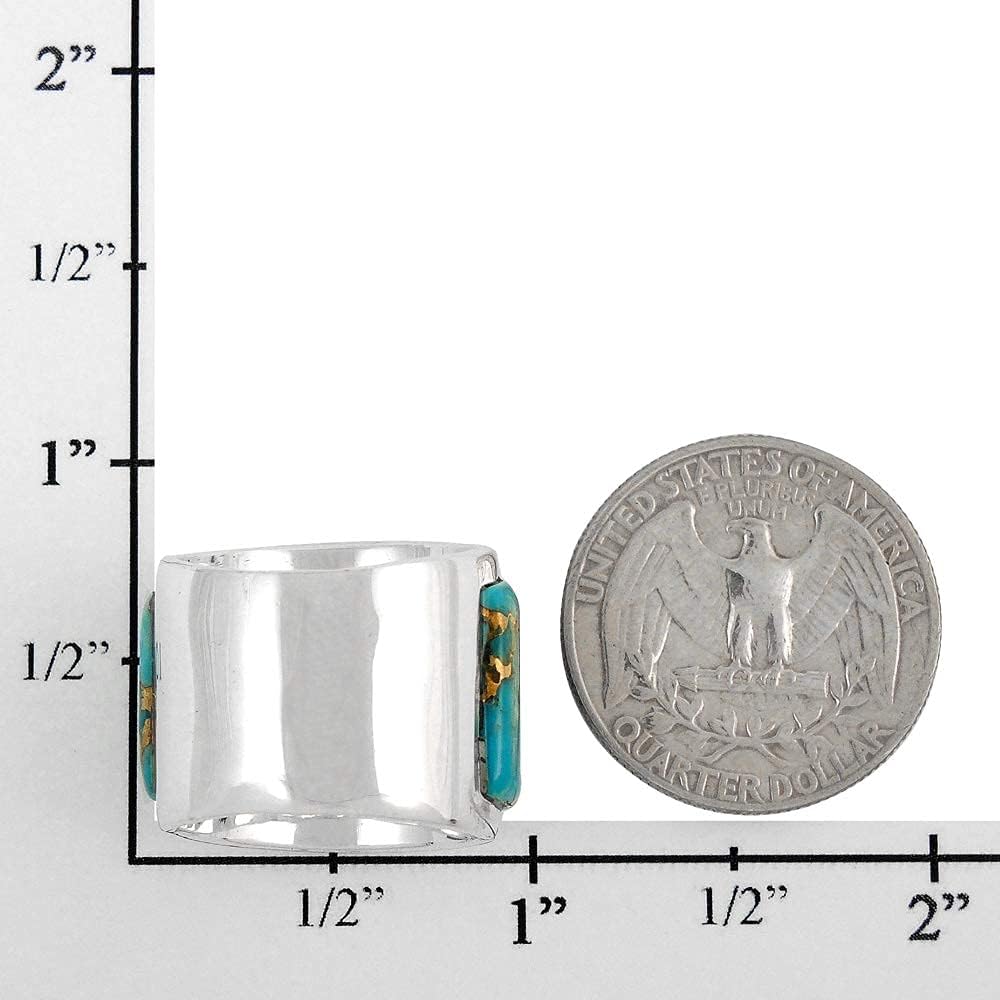 Turquoise Network Wide Statement Ring in Sterling Silver Genuine Gemstones & Gemstones (SELECT color)