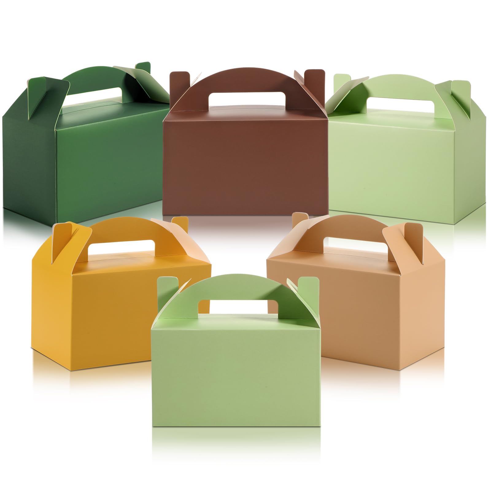 Skyygemm 24 Pcs Gable Gift Box Colorful Paper Candy Boxes Snack Goodie Cake Treat Boxes for Presents, Kids Birthday Baby Shower Holiday Party Favors, 6 x 3.5 x 3.5 Inch (Jungle)
