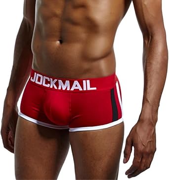 JOCKMAIL Mens Bulge Front Padded Boxer Briefs,Soft Cotton Underwear Double Removable Push Up Cup Trunk One Pack