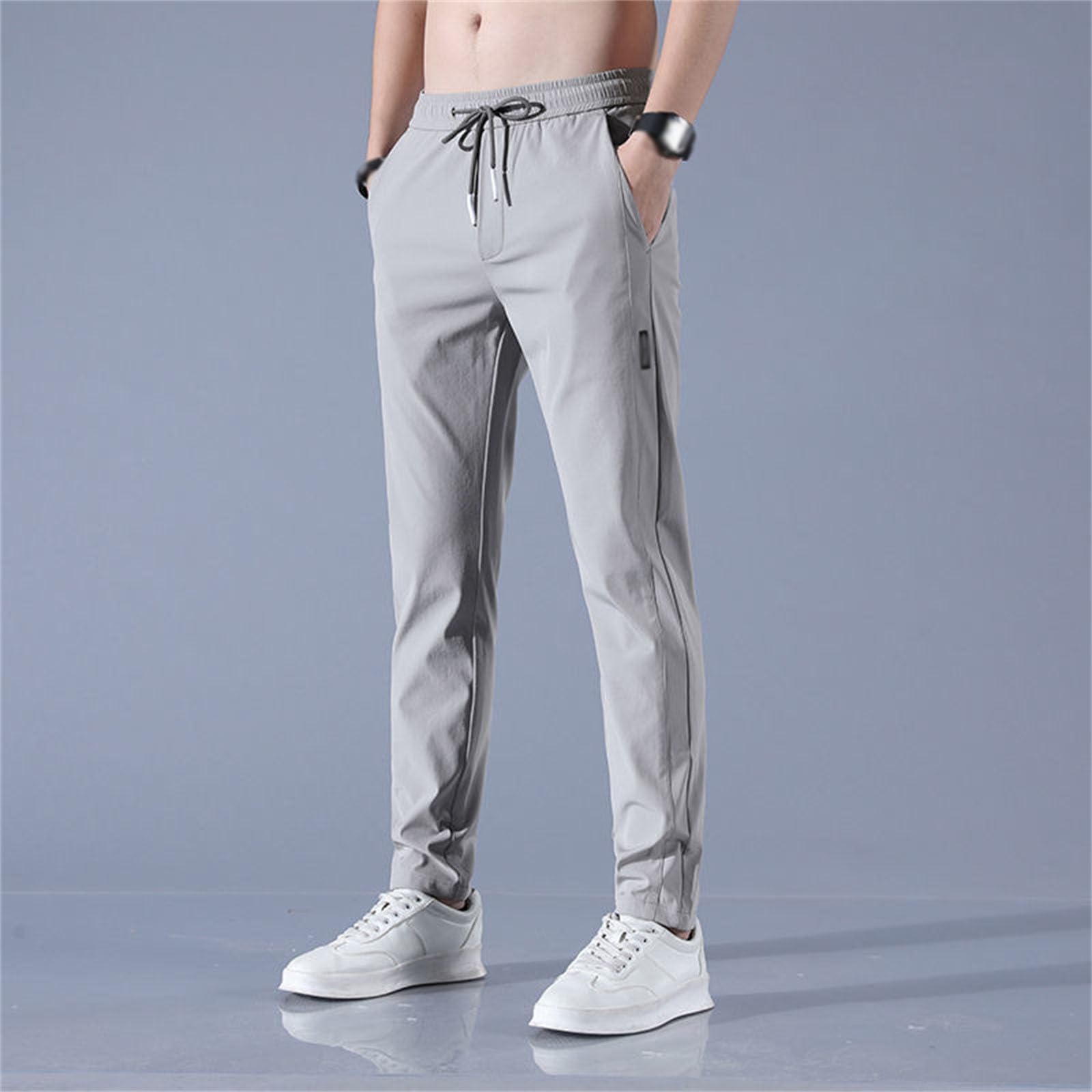 Pack de 3 pantalones ligeros para hombre, transpirables, de secado rápido, elásticos, con cordón y bolsillos con cremallera