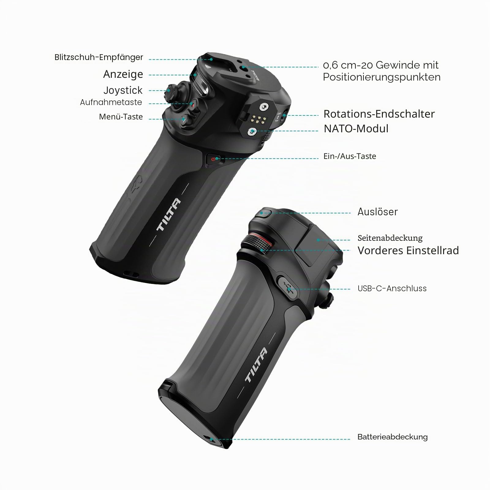 Tilta Nucleus Nano II Wireless Lens Control System | Wireless Zoom, Focus, Aperture Control | Follow Focus | Accurate Pulling | Touch Screen | WLC-T05-CH (Control Handle)