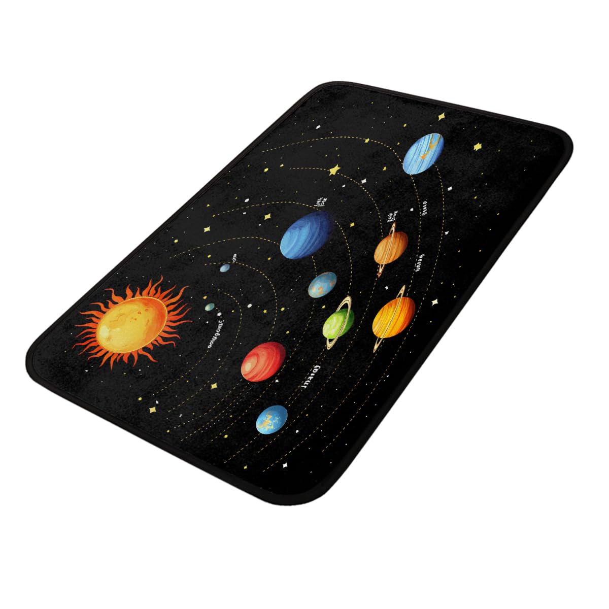 Tapis de sol antidérapant planète et espace 100 x 50 cm lavable et stable