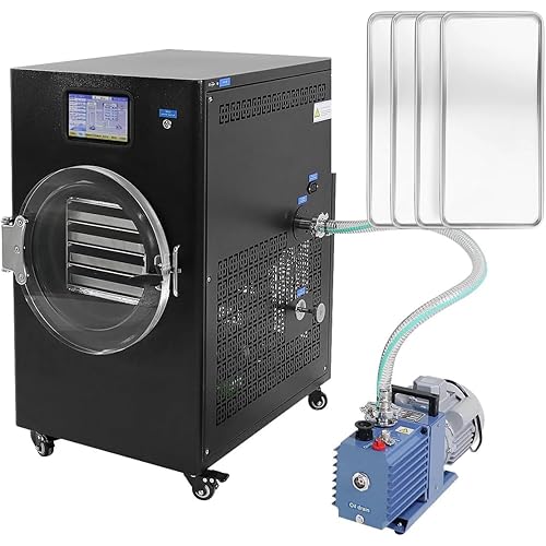 HNZXIB Benchtop Freeze Dryer, 4 Trays Freeze Drying Machine, Food Freeze Dryer for Fruits & Meat, Pet Food, with Rotary Vane Vacuum Pump for Home Hobbyist & Small Business