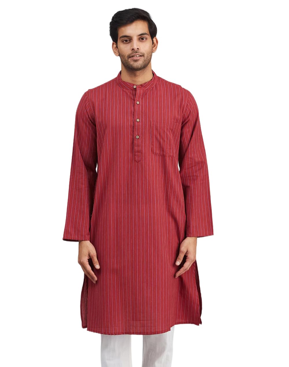 Maroon Cotton Dobby Long Kurta-image-39