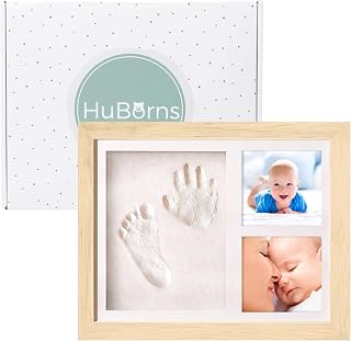 HuBorns Baby Handprint and Footprint Picture Frame Set | Gypsum imprint for newborn, baby reminder forever, children's room decoration