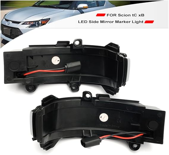 Sequential Amber Led Side Mirror Turn Signal Lights for 2011-2016 Scion tC, 2008-2015 Scion xB Side Mirror Marker Replacement Dynamic Blinkers Side Turn Indicator Assembly Smoked Lens, small