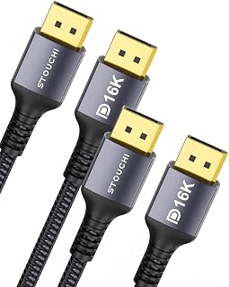 Stouchi 2Pack DisplayPort Kabel 2.1 3M DP2.1/2.0 Kabel [16K@60Hz,10K@60Hz,8K@120Hz,4K@240Hz 165Hz 144Hz] Unterstützt 80Gbps HDR DSC1.2a FreeSync G-Sync Display Port 2.1 Kabel für Gaming Monitor