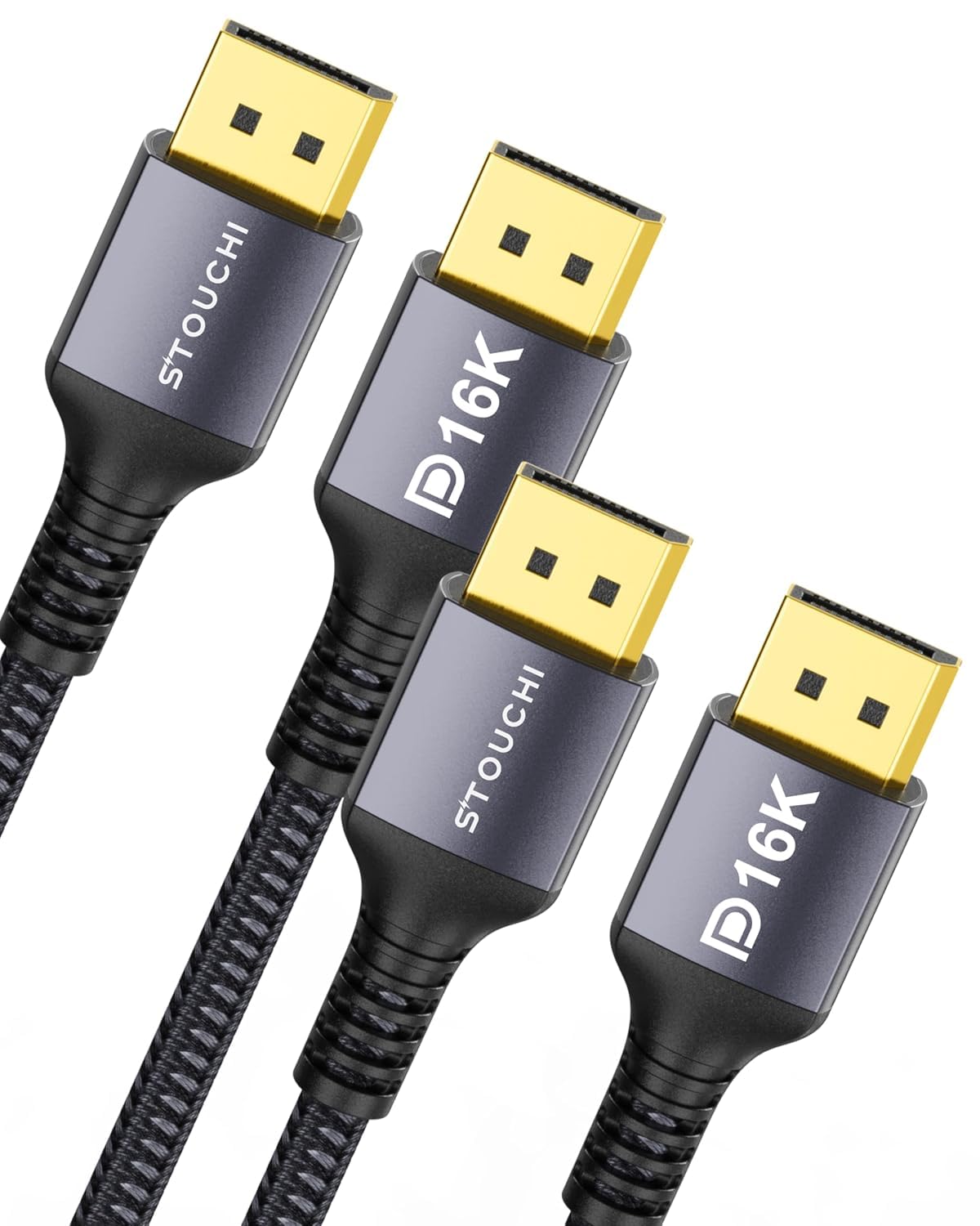 Photo 1 of Stouchi 2 Packs 10FT VESA Certified DisplayPort 2.1 Cable 80Gbps DP Cord
