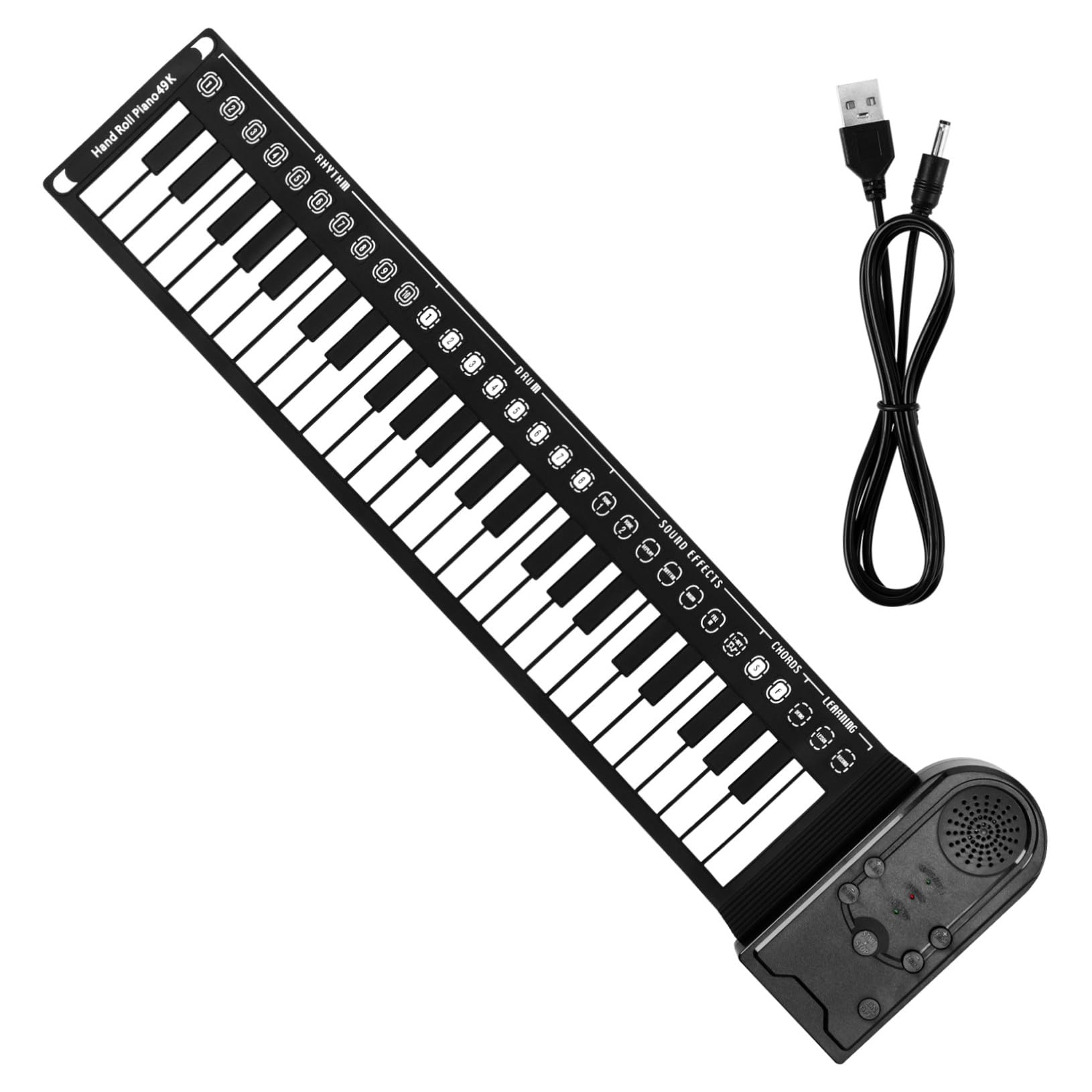 HEMOTON Tastiera Musicale Pieghevole 49 Tasti in Silicone, Pianoforte Portatile Arrotolabile Altoparlante Integrato per Principianti, Nero