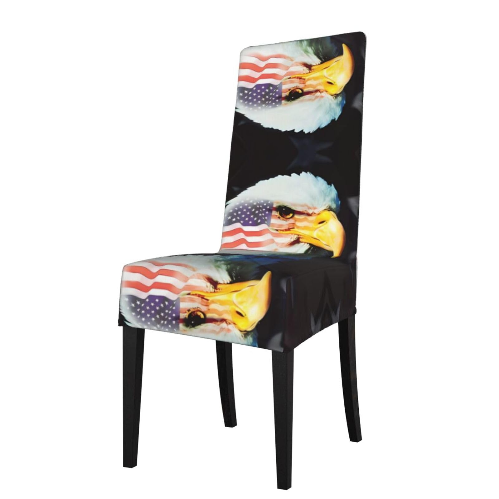 YYHWHJDE Patriotic Eagle Prints Dining Chair Throw Covers – Stretchable Polyester Blend Protects Your Chairs with Easy Style & Easy Care