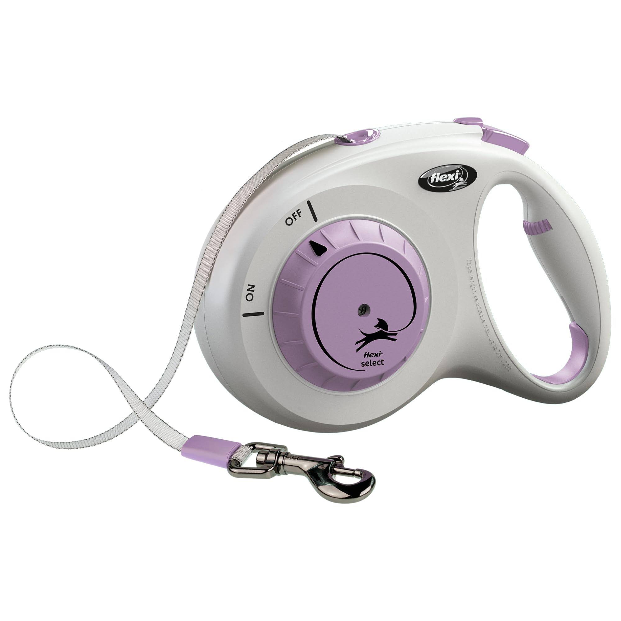 flexi® Select Belt 7 m Light Grey/Purple, Adjustable Between 0-7 m for Dogs up to 25 kg, Light Grey/Violet, Medium