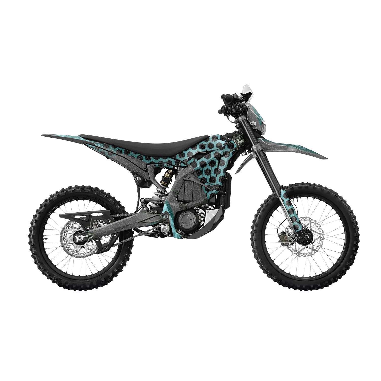 Glossy Glitter Surron Ultra Bee Graphics Kit Wrap - Hex Cyan - Sur-Ron Skin - Premium 3M Vinyl Protective Wrap Decal Cover - Easy to Apply | Crafted in The USA by MightySkins