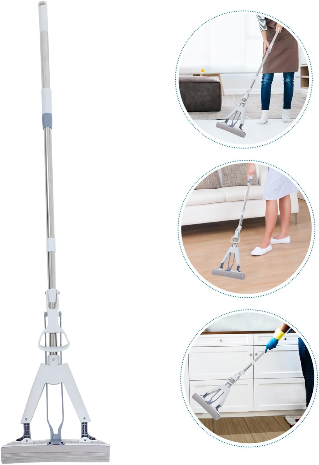 1Set Dual Folding Household Mop for Wet and Dry Use Efficient Floor Cleaning Tool for Tile and Laminate Surfaces Durable and Reusable