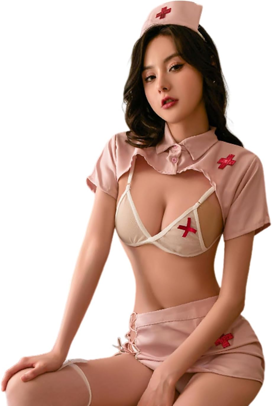 Sexy Nurse Lingerie Cosplay Nurse Costume Roleplay Lingerie Outfits, Couples Sexy Cosplay Uniform Clothes for Women Naughty 5 Piece - Image 2