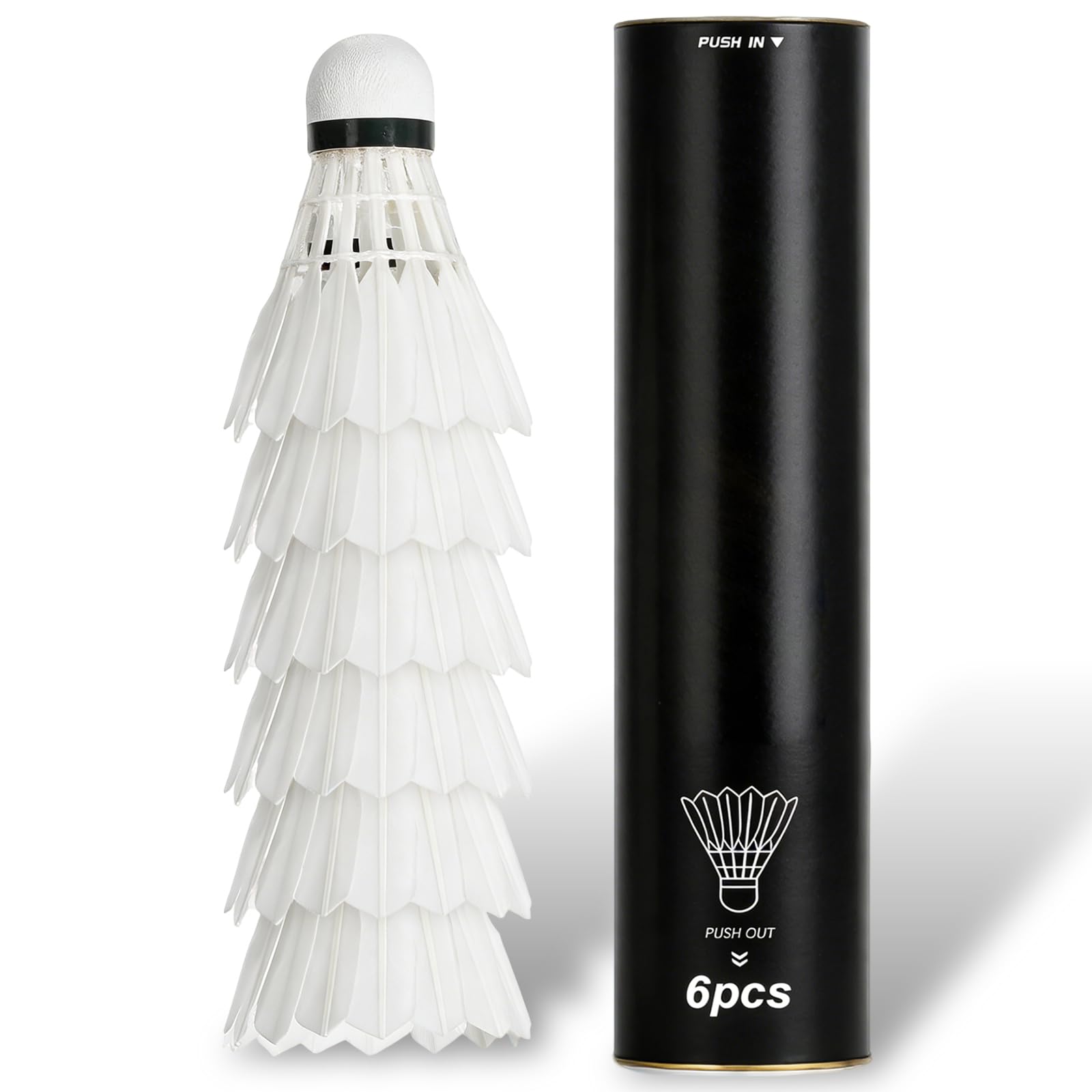 Wrbugukeji 6 Pcs Badminton Shuttlecocks, Professional Duck Feather Badminton, Shuttlecocks with Stability and Balance Suitable for Professional Training Or Family Outdoor Sports