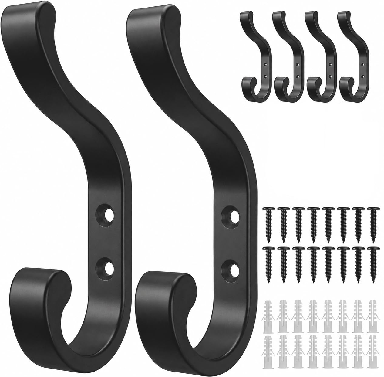 bussdis Wall-Mount Coat Hooks, Heavy Duty 30LB 6 Pack
