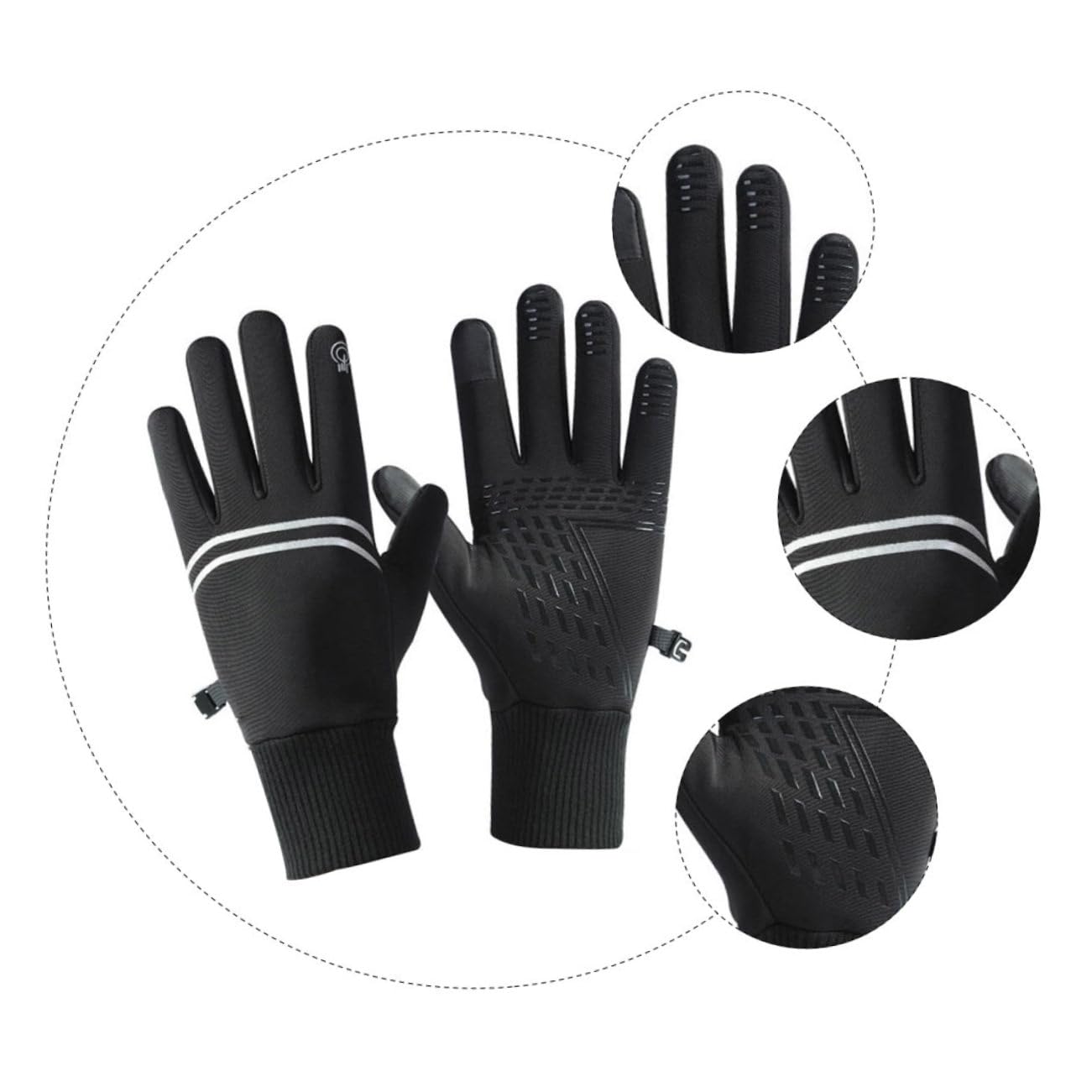 CALLARON Guanti Isolare Dita Equitazione Invernale Escursione Caldo Montagna Nero Antivento Mano Impermeabile Uomini Impermeabili Nevicare Tempo Freddo Presa Vello Maglieria Black