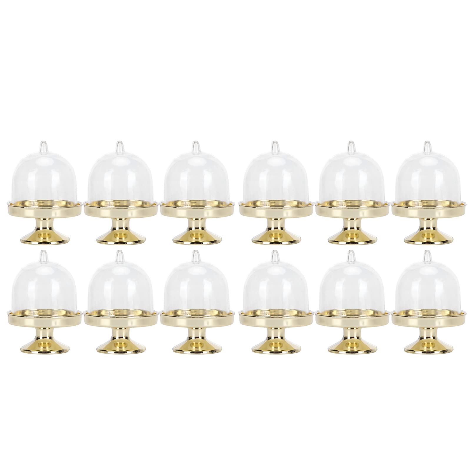 Candy Box 12 Set Mini Candy Box Cake Stand Cupcake Candy Display Plate with Lid Party Supplies(gold)
