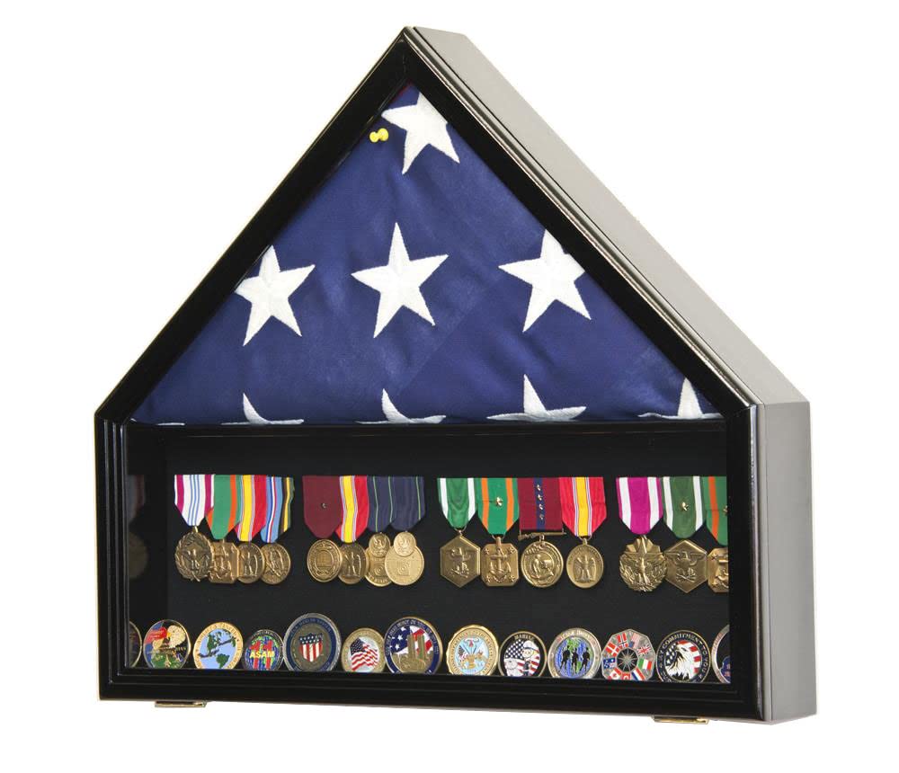 sfDisplay.com,LLC. Flag & Medals Pins Patches Insignia Challenge Coin Military Display Case Cabinet Rack (Black Finish)
